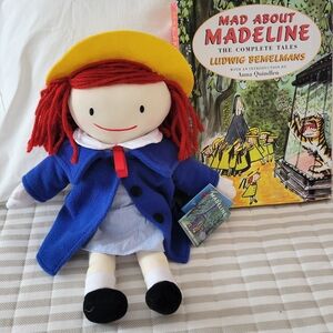 Delightful Plush Doll with Blue Coat and Red Hair
